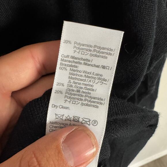 Madewell Merino Wool-Silk Blend V-Neck Sweater SZ XL Black Relaxed Fit Pullover - Picture 8 of 9